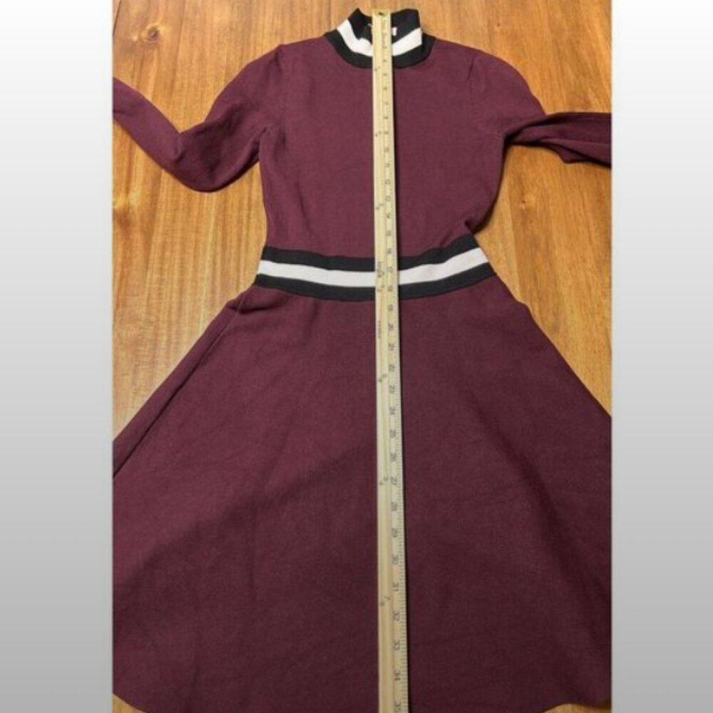 Karen Millen Fit and Flare Mini Dress Burgundy Size XS - Picture 9 of 9